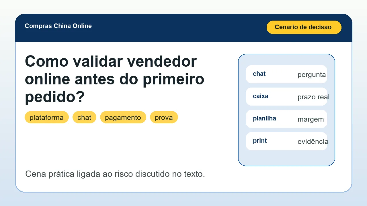 Cena de compra ligada ao artigo Como validar vendedor online antes do primeiro pedido?